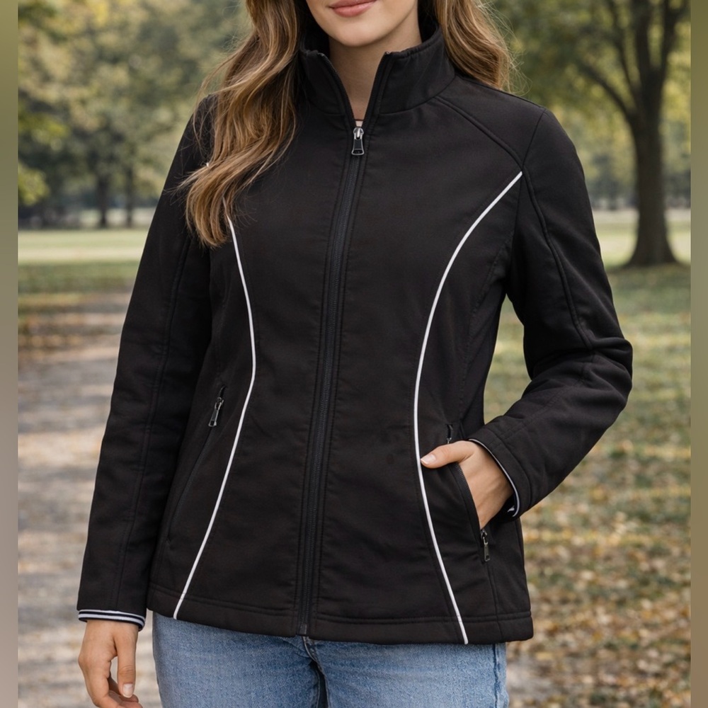 Bebe Sport Black Zip Jacket Small Fitted Y2K Athletic EUC